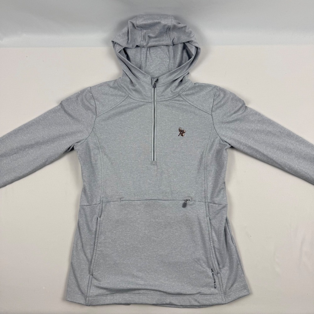 Zero Restriction Womens Gray 1/4 Zip Performance Hoodie Thumbhole Small Acorn